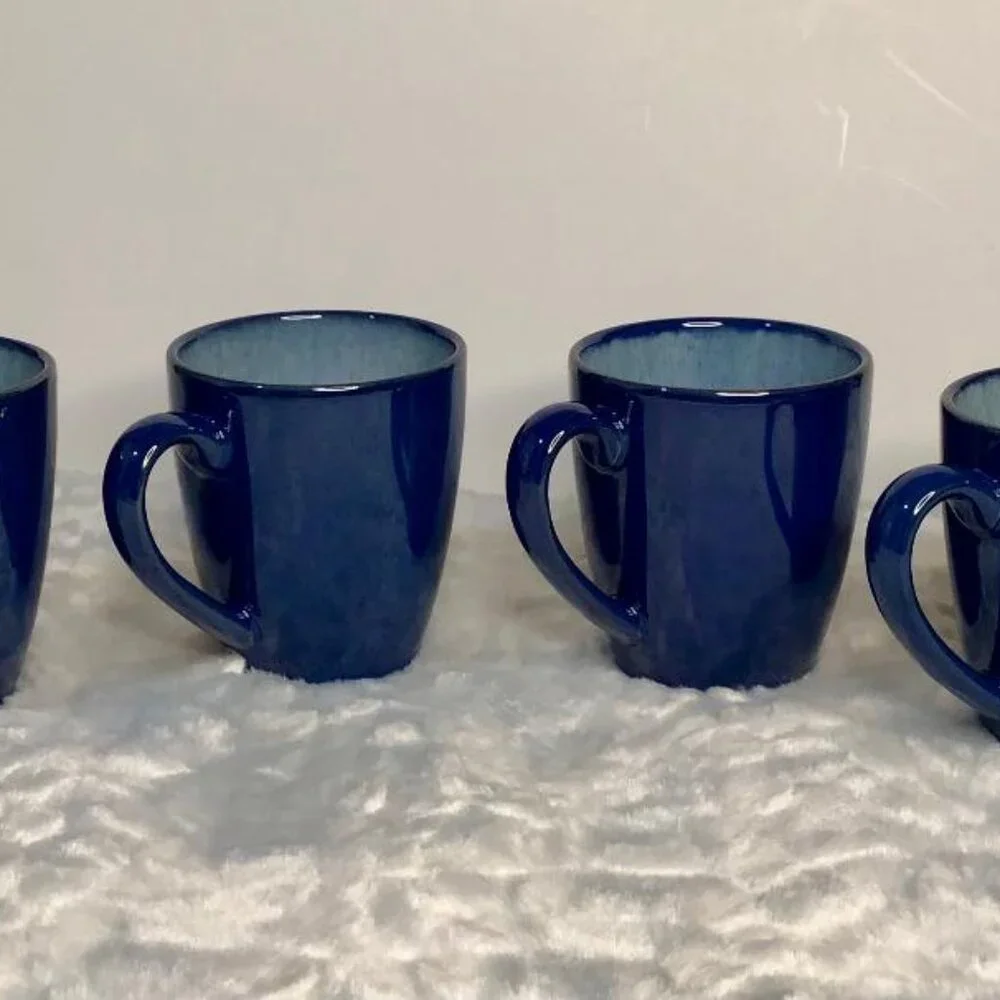 Pier 1 ~ Blue Azure Dip Dye Coffee Mugs / Cups - Set of 4 -‎ Retired